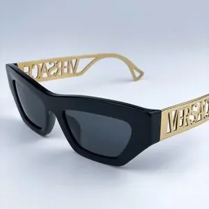 NEW Versace VE4432U 90s Vintage Logo GB1/87 Black Gold Frame Logo Dark Grey Cat Versace | Accessories | Versace Ve4432u9s Vintage Logo Gb87  main image 2